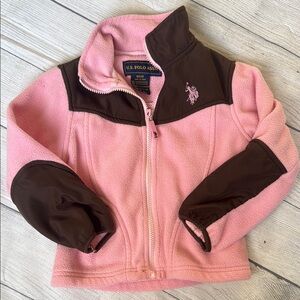 U.S. Polo Assn. Pink and Brown Kids Fleece Jacket